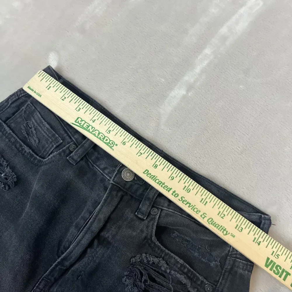 American Eagle Jeans Womens 6 Black Relaxed Mom‎ Distressed Baggy Grunge Skater